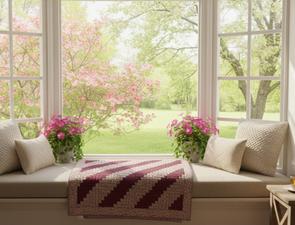 Mauve Hand Quilted Throw