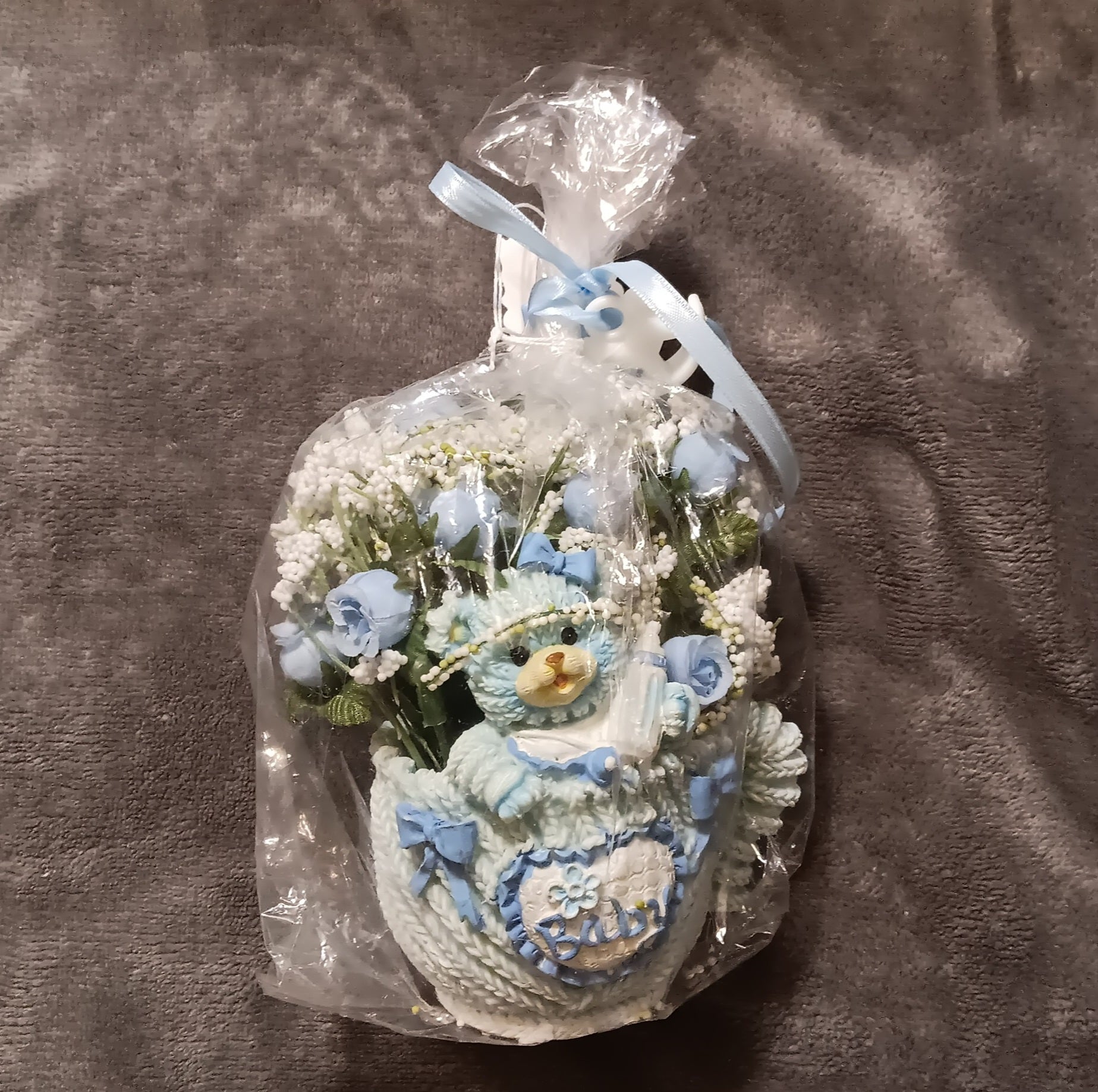Blue baby gift arrangement