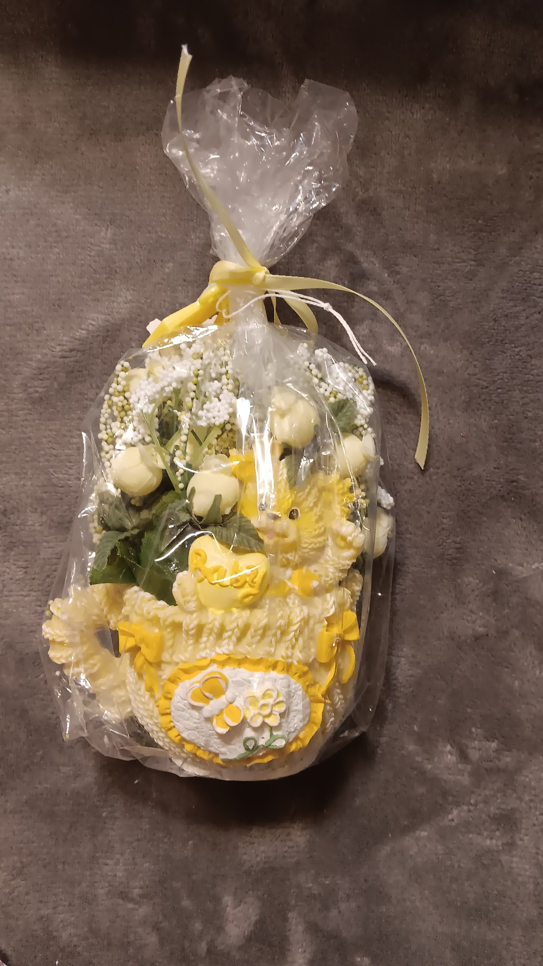 Yellow baby gift arrangement