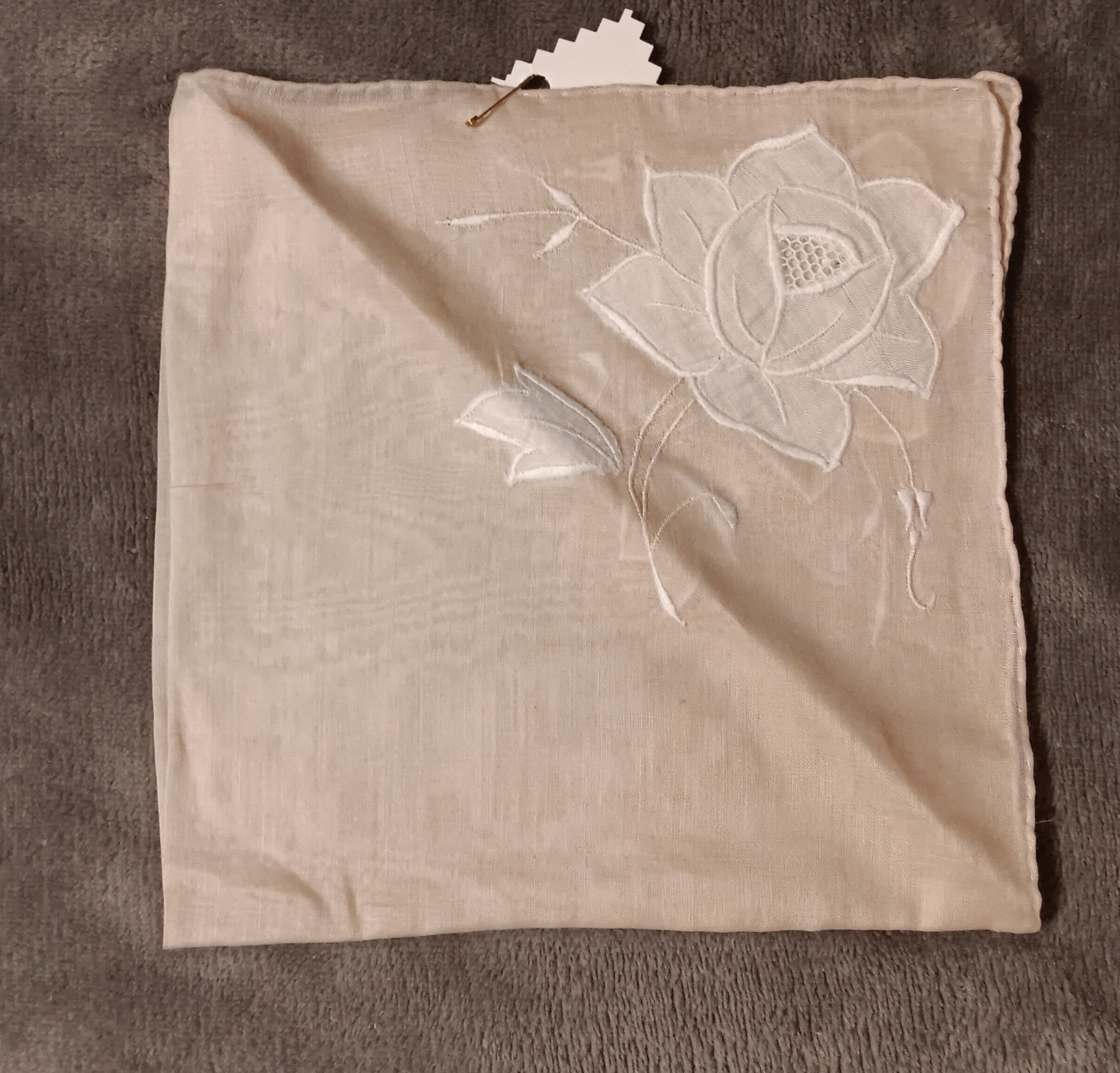 Cream Handkerchief with white flower