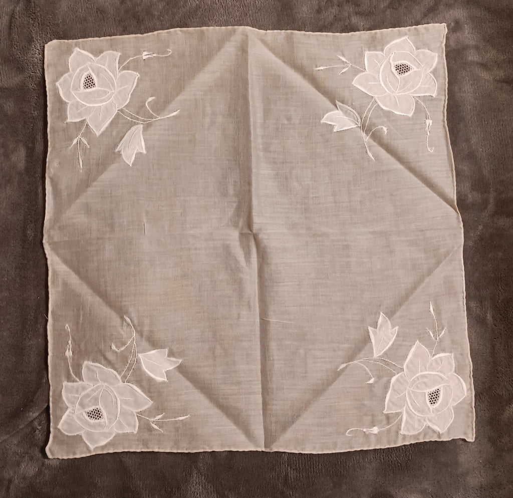 Cream Handkerchief with white flower