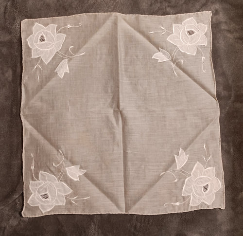 Cream Handkerchief with white flower