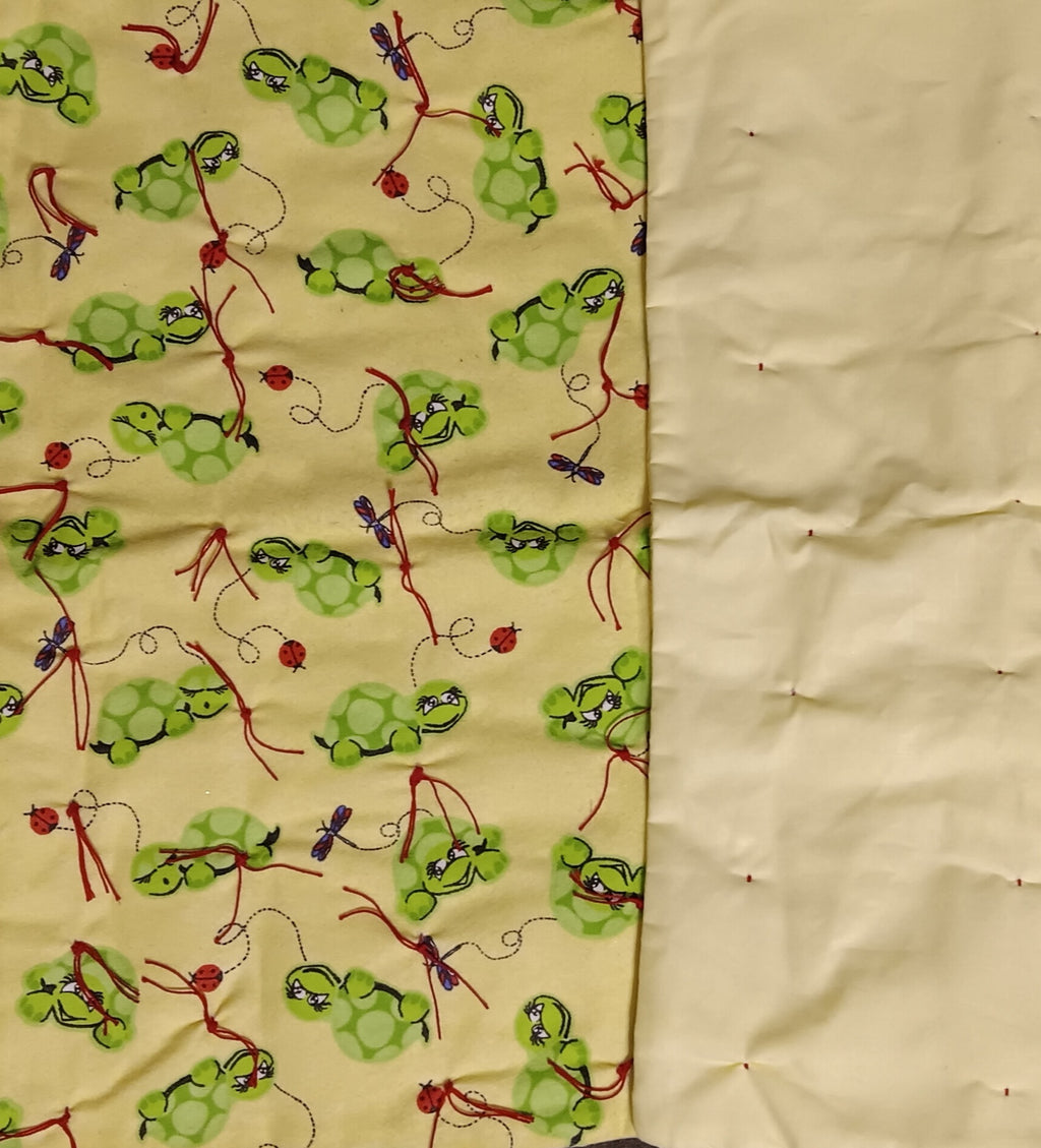 Yellow Turtle print baby doll quilt