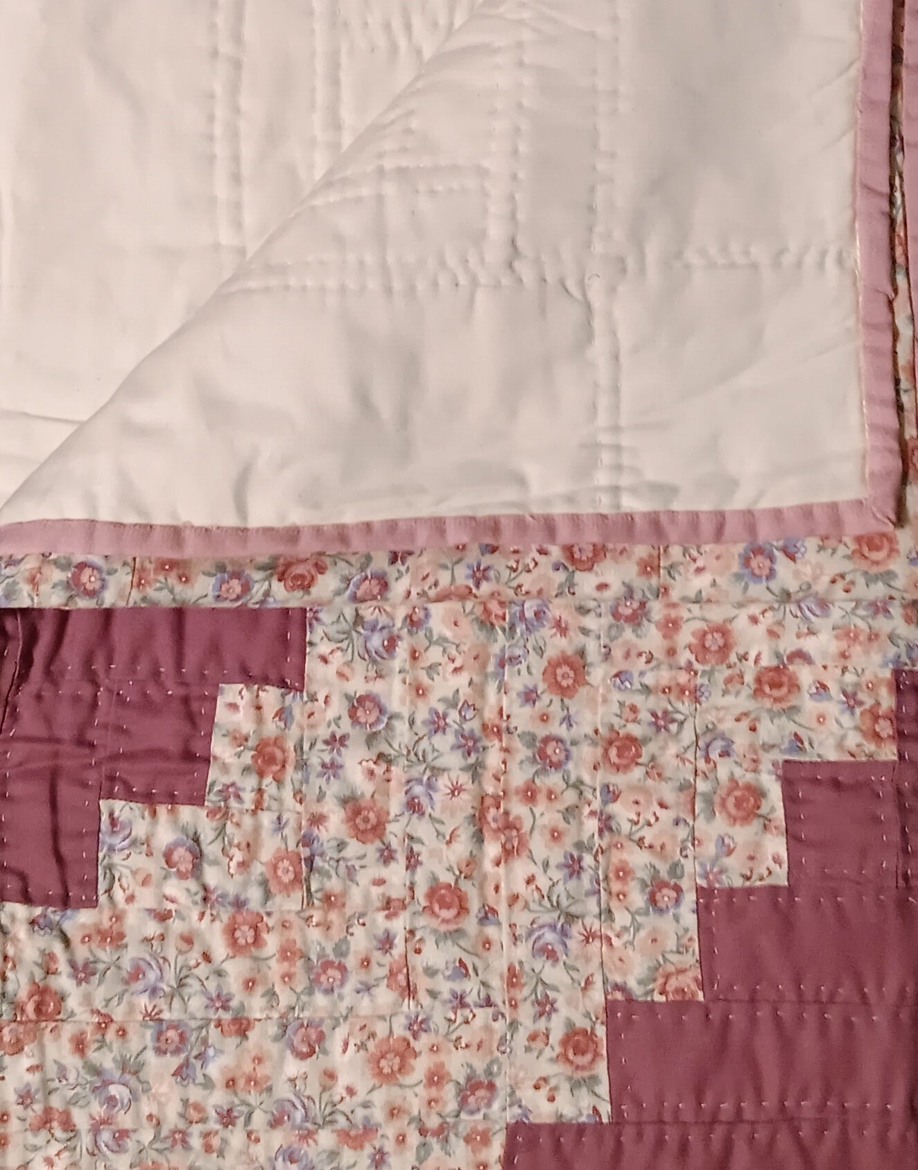 Mauve Hand Quilted Throw