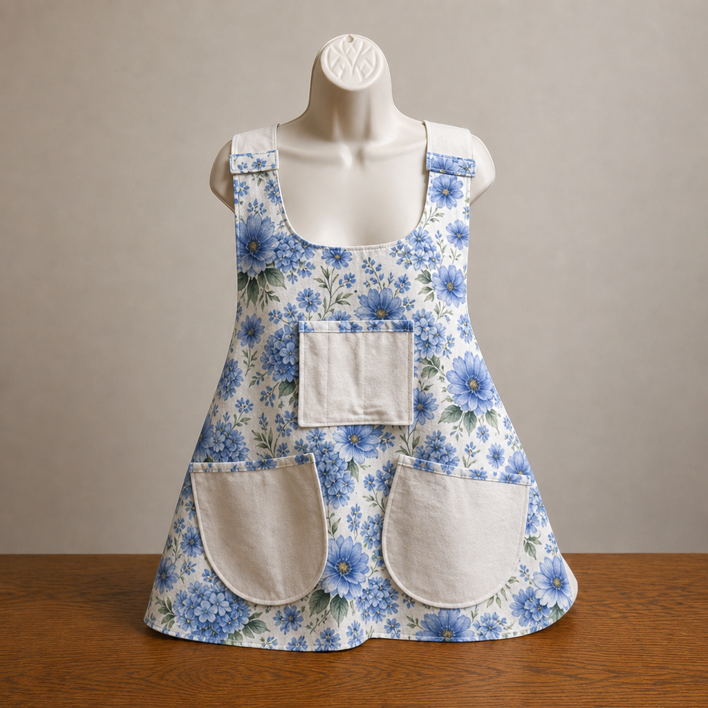 Blue Ridge Floral Cross Back Reversable Apron