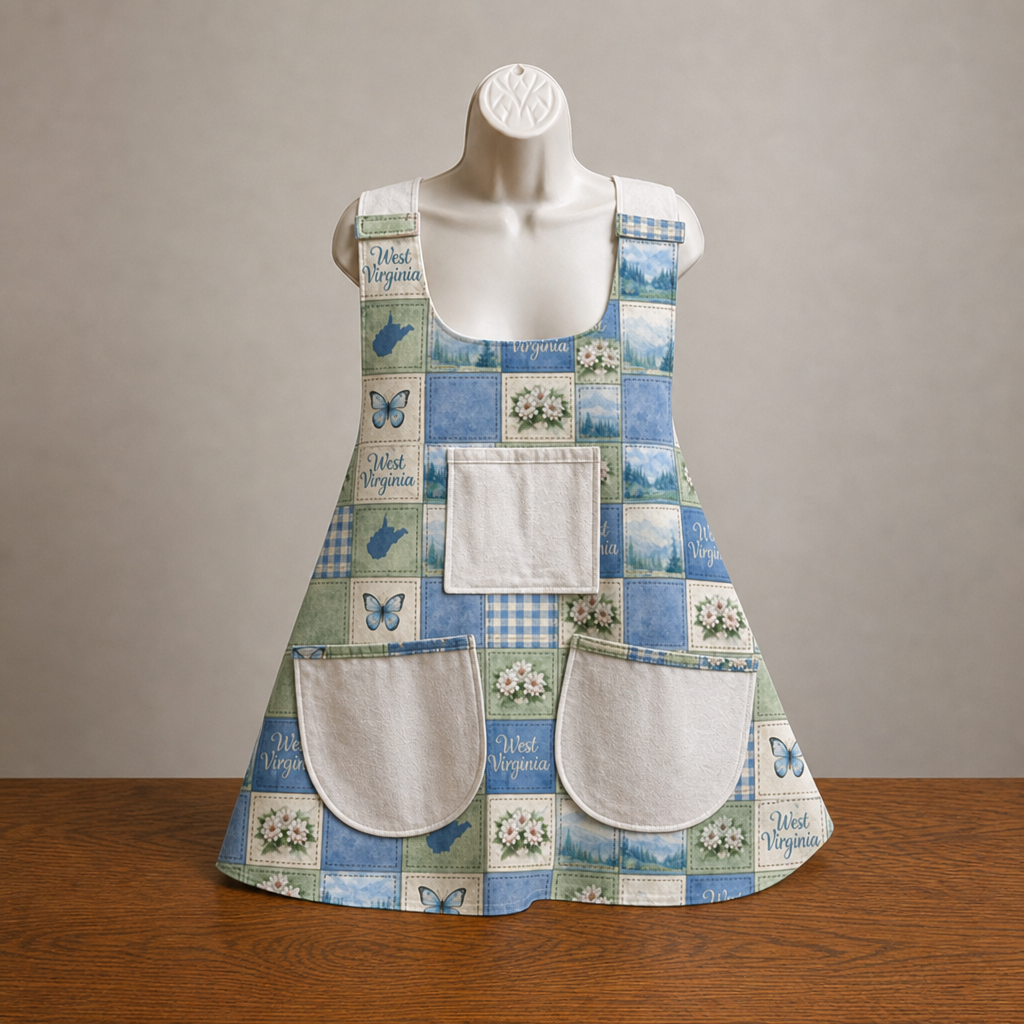 Whispering Mountains Cross Back Reversible Apron